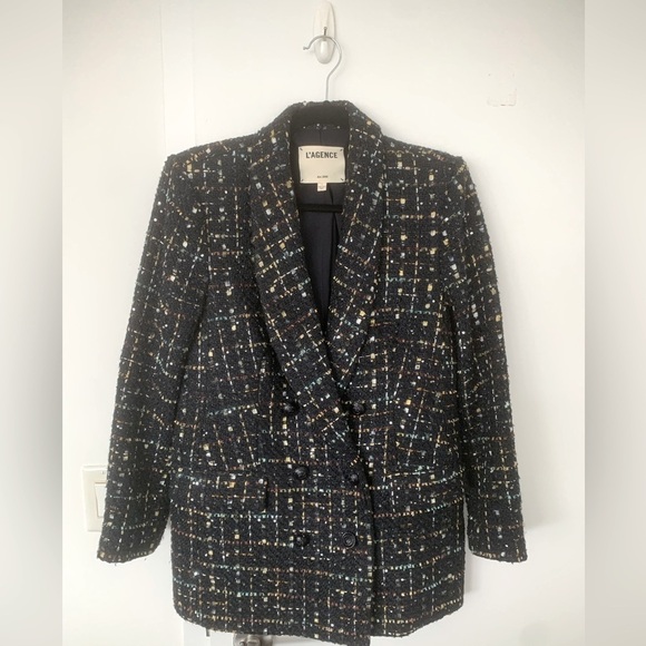 CURRENT SEASON L'Agence "Jayda" sequin-embellished tweed blazer - Picture 7 of 11